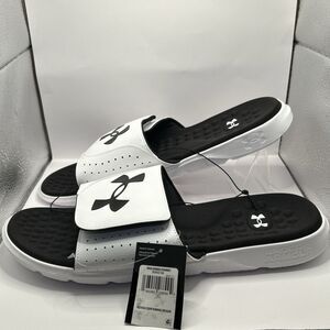 Under Armour Ignite Pro Slide Sandals Black White Men’s 17 UA Comfort NWT